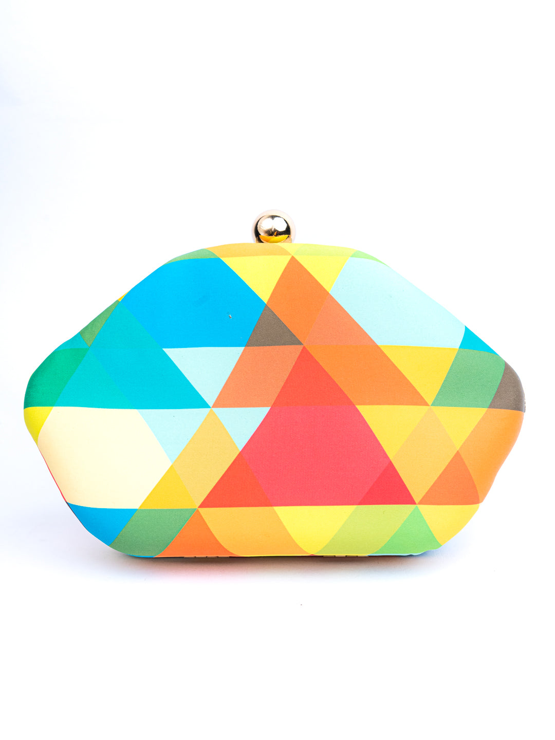 NR By Nidhi Rathi Peach-Coloured &amp; Blue Printed Box Clutch