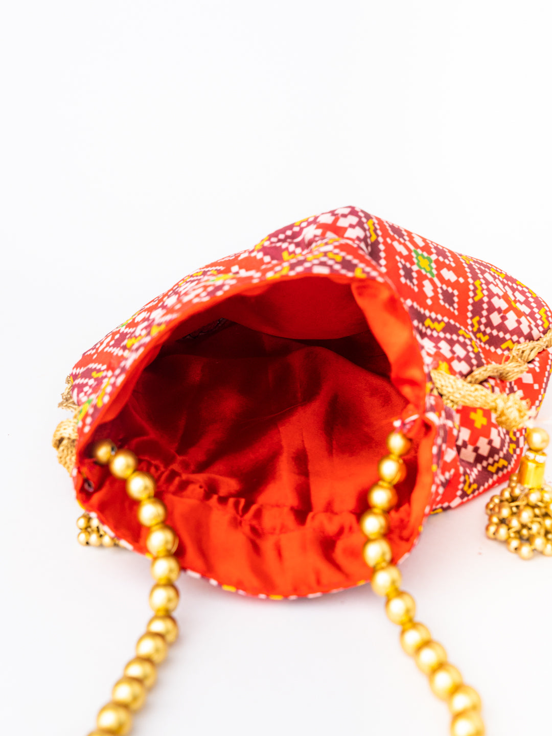 NR By Nidhi Rathi Pink &amp; Orange Printed Potli Clutch
