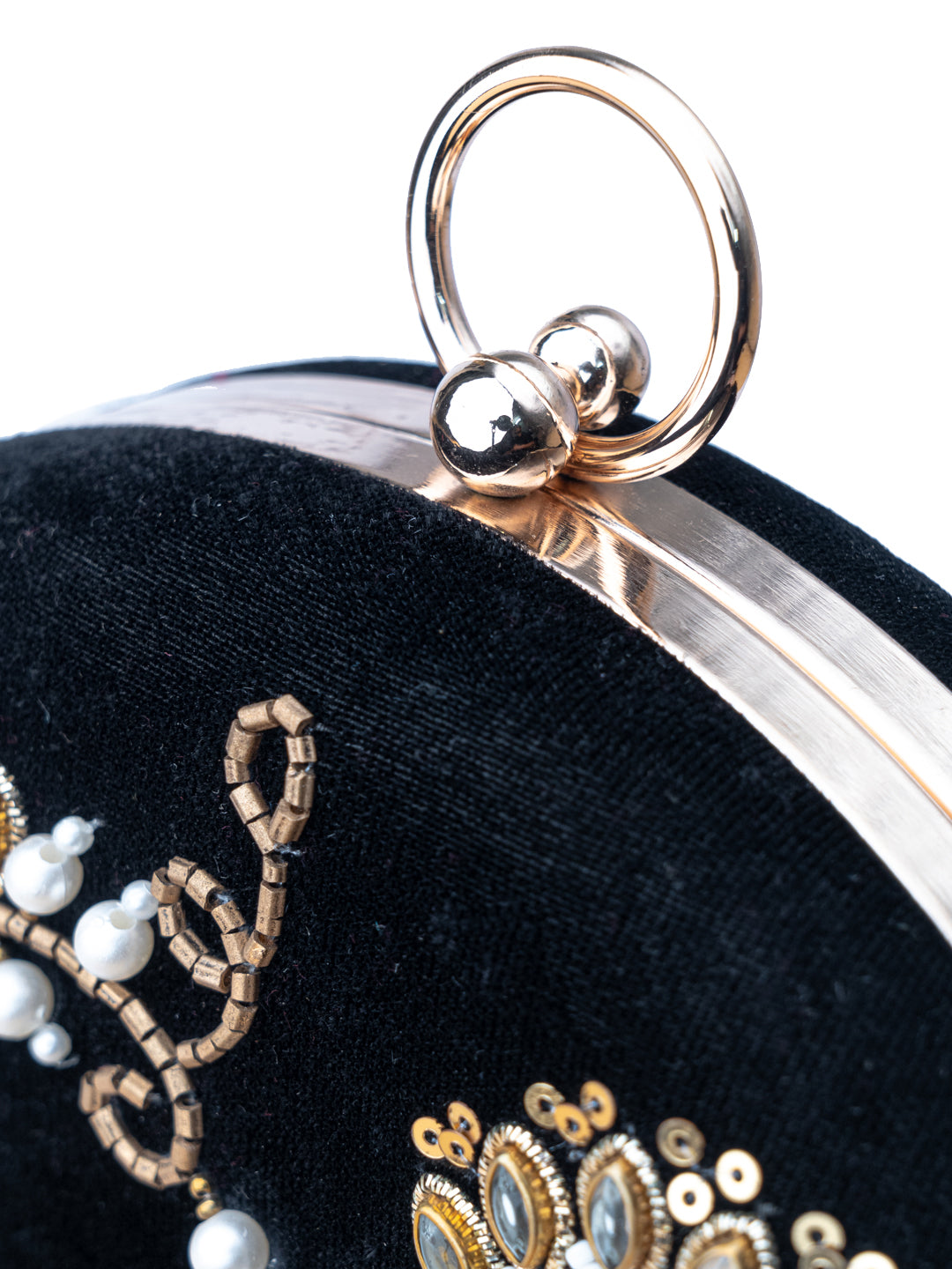 NR By Nidhi Rathi Black &amp; Silver-Toned Embroidered Embellished Box Clutch