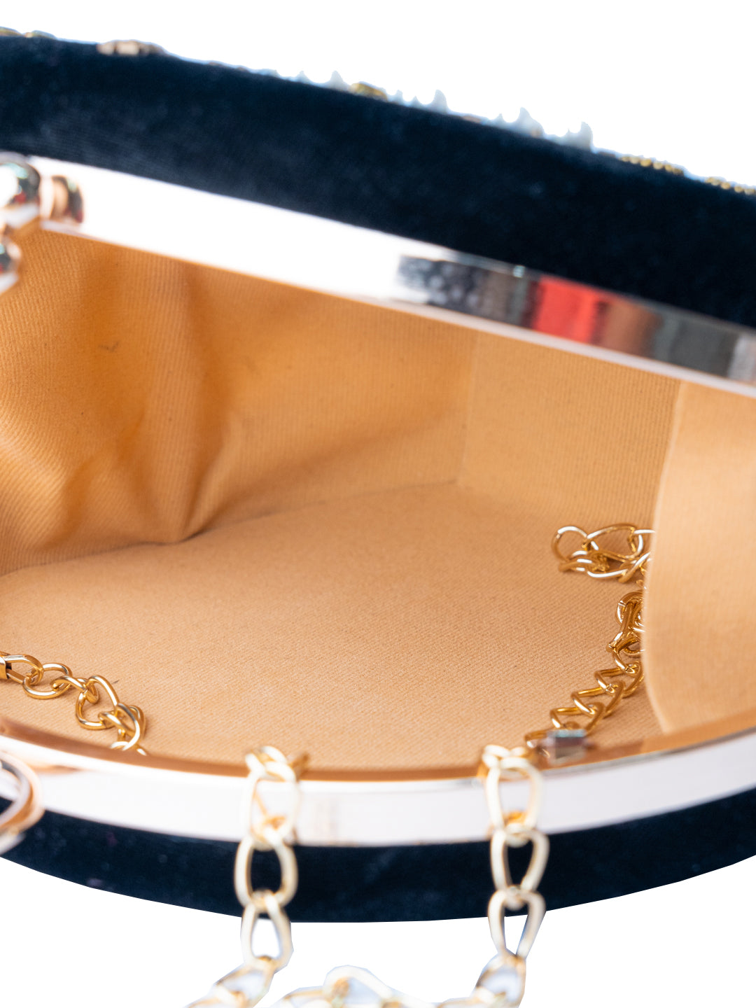 NR By Nidhi Rathi Black &amp; Silver-Toned Embroidered Embellished Box Clutch