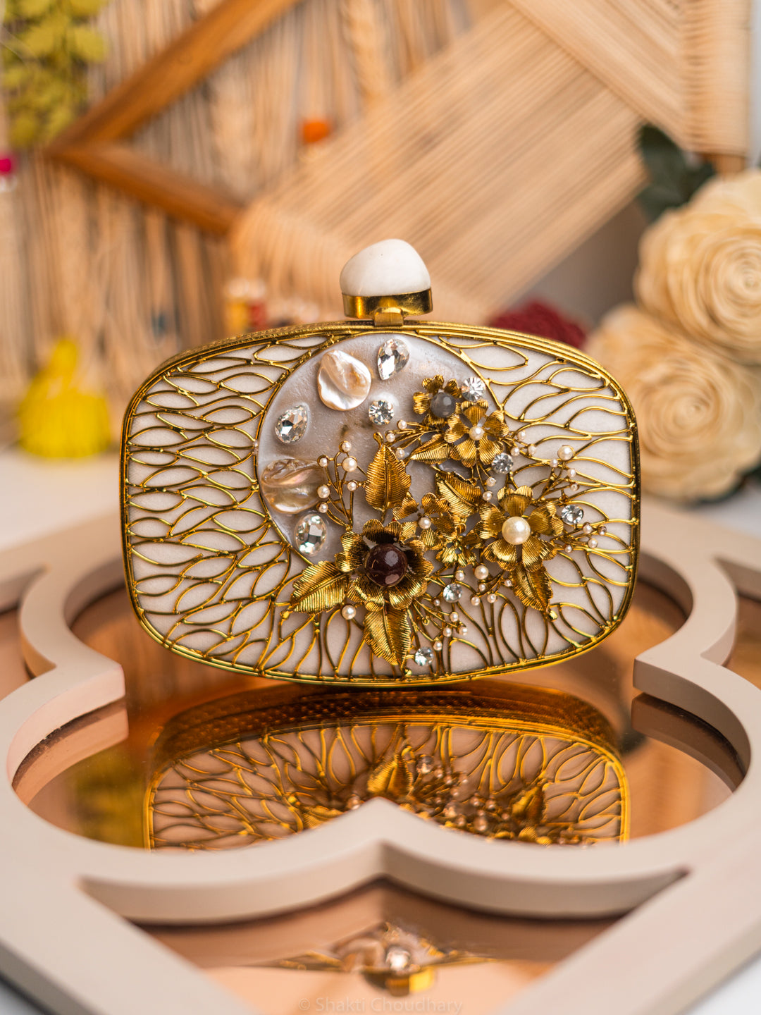 NR By Nidhi Rathi Embellished Box Clutch