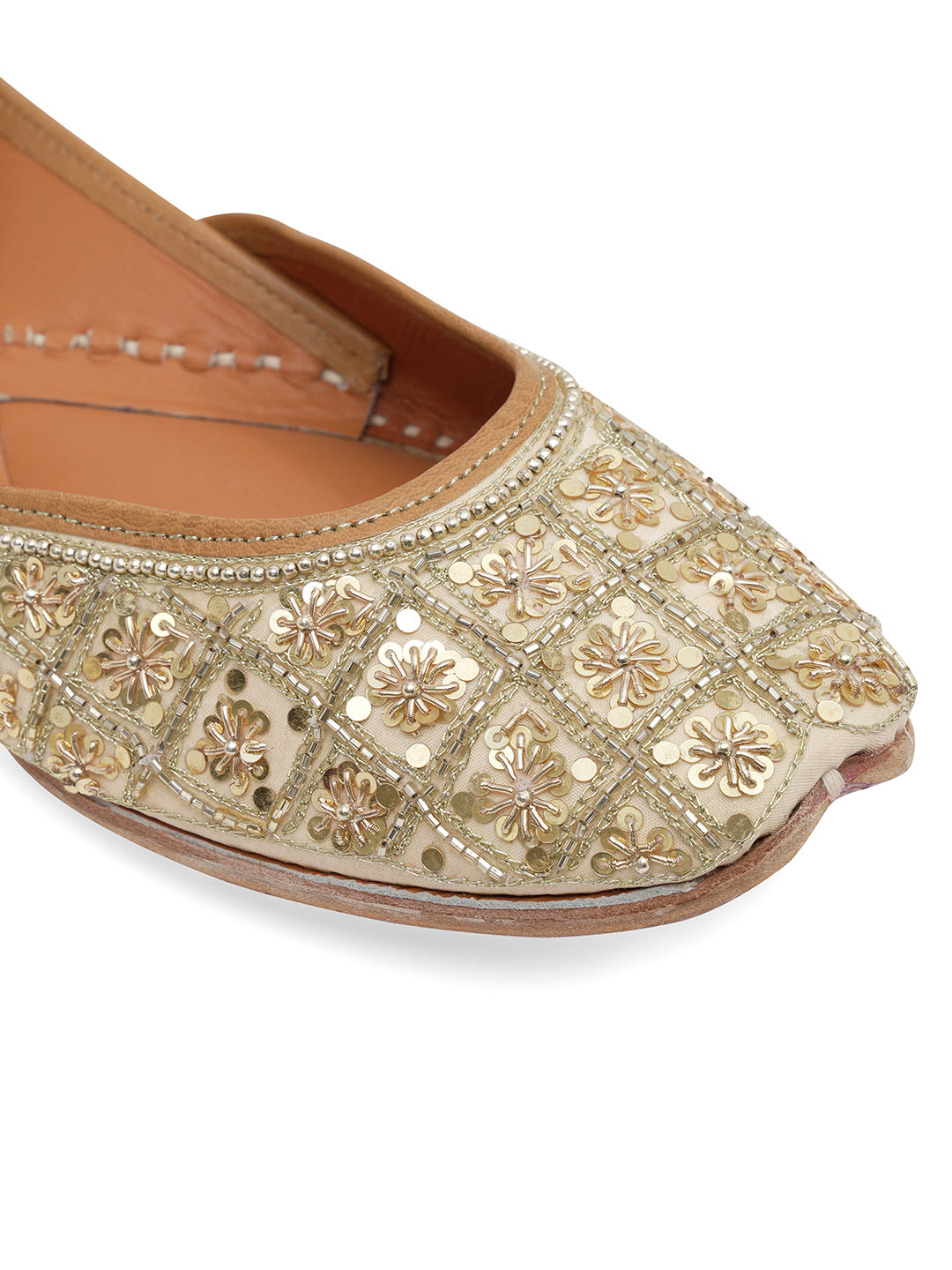 NR By Nidhi Rathi Women embroidered Mojaris- Gold