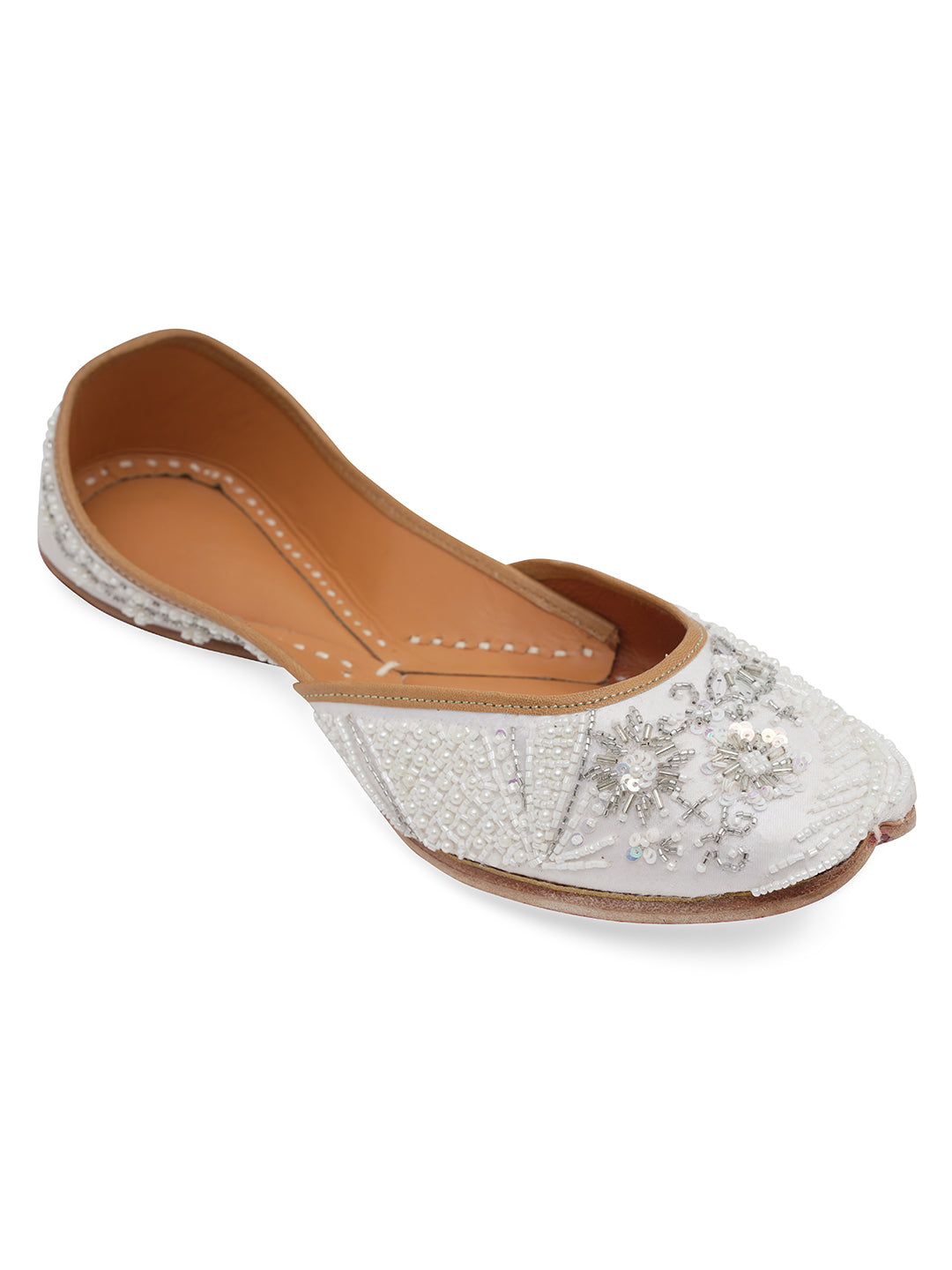 NR By Nidhi Rathi Women embroidered Mojaris- White