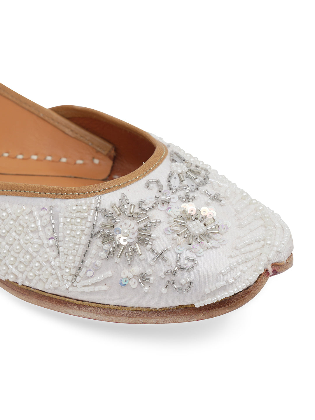 NR By Nidhi Rathi Women embroidered Mojaris- White