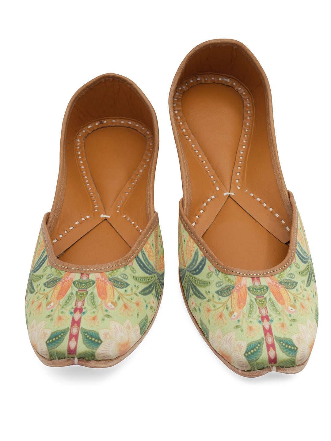 NR By Nidhi Rathi Women embroidered Mojaris- Parrot Green