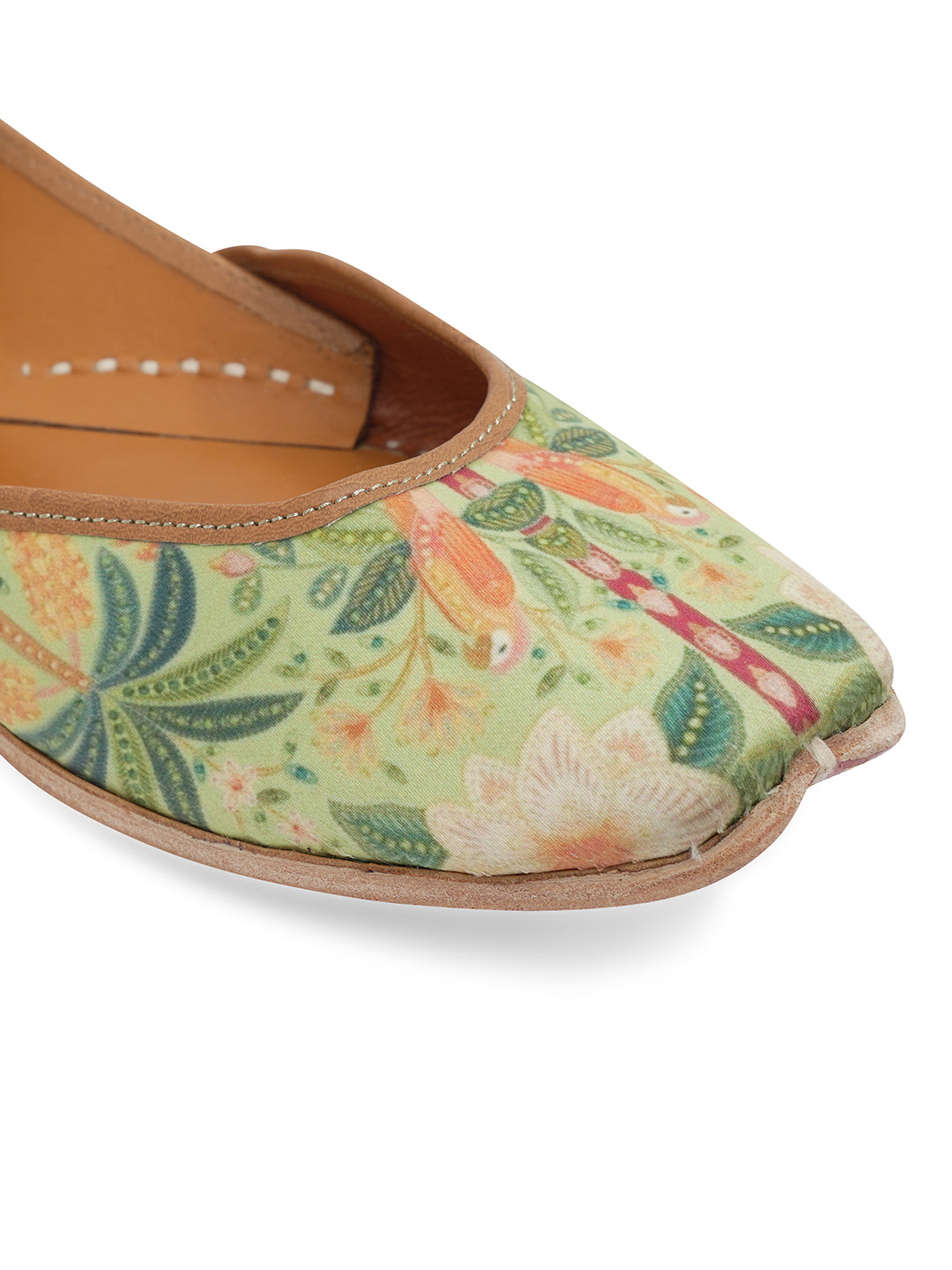 NR By Nidhi Rathi Women embroidered Mojaris- Parrot Green