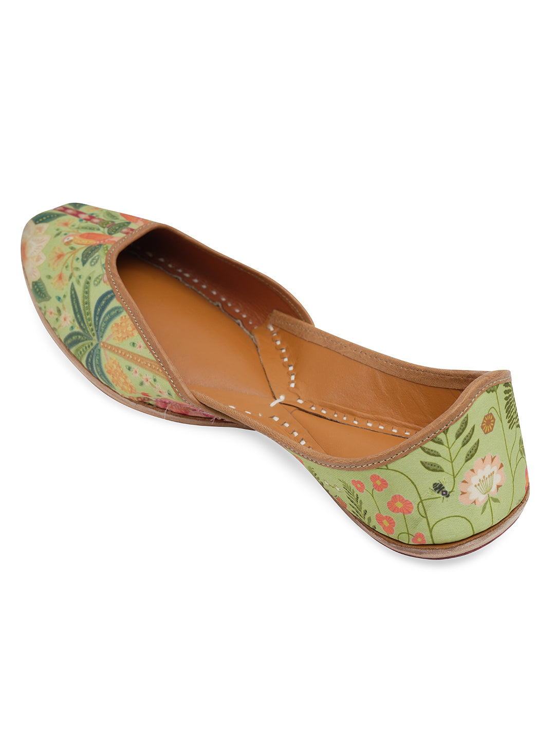 NR By Nidhi Rathi Women embroidered Mojaris- Parrot Green