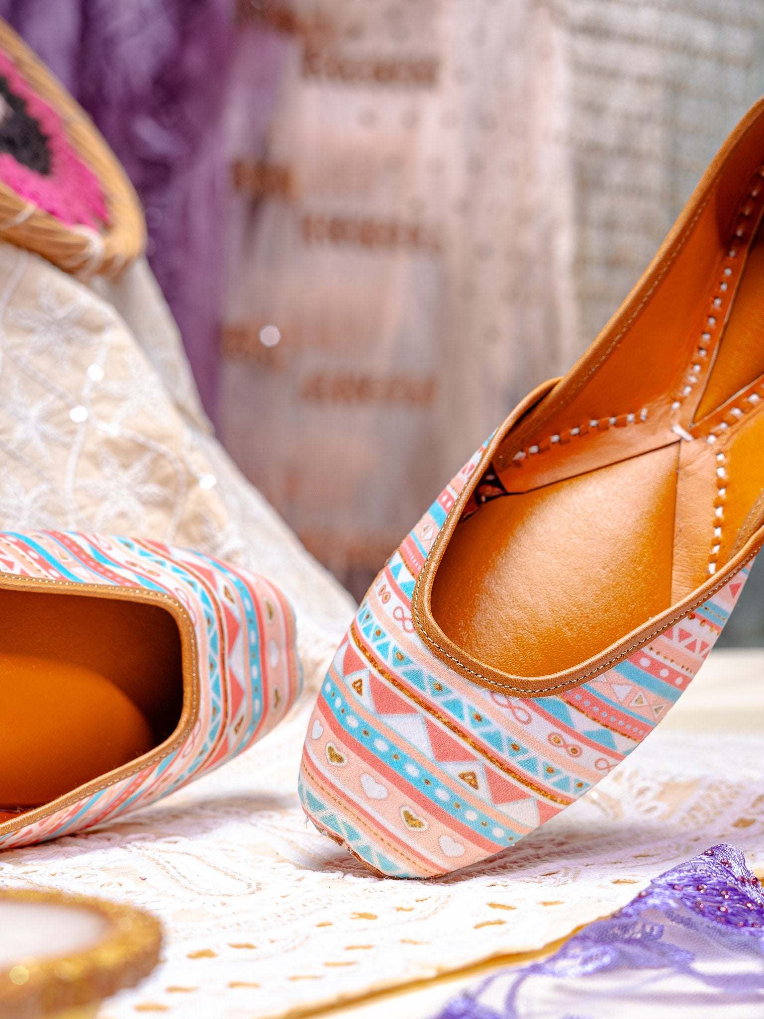 NR By Nidhi Rathi Women embroidered Mojaris- Multicolored