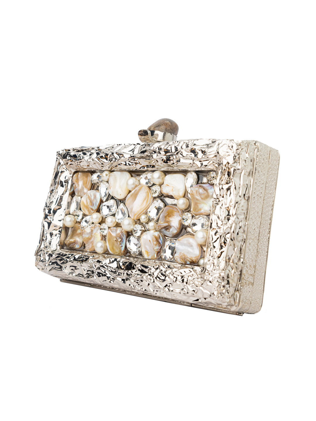 Nidhi_Rathi_Silver-Toned_Cream-Coloured_Embellished_Box_Clutch