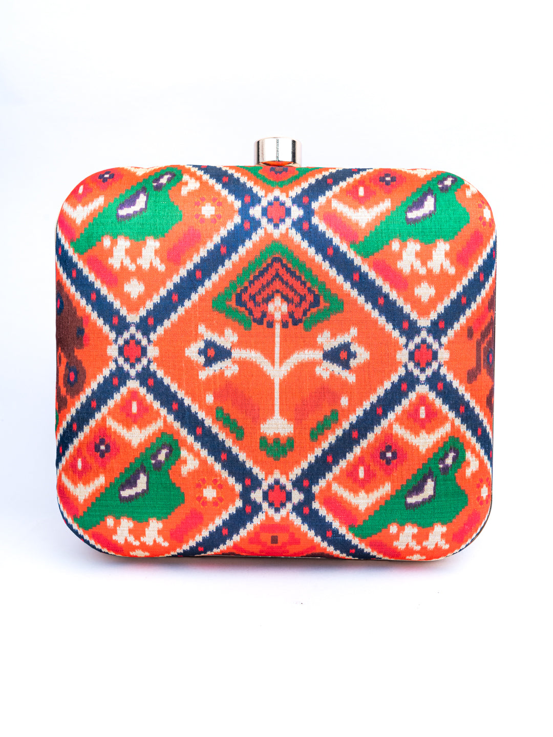 Nidhi_Rathi_Peach-Coloured_Green_Printed_Box_Clutch